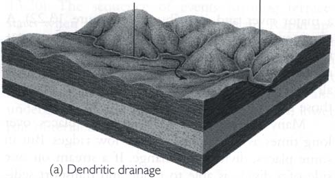 Akaçlama şekilleri (Drainage patterns) Bir akarsu ve kollarını ve bunların ulaştığı nehirlerin haritası bir akaçlama şeklini yansıtır.