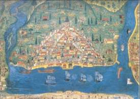 Aslında Birinci Divanhane bölgesini, 1535 lerde yapılmış olan Matrakçı Nasuh un Galata semtini gösteren haritasında da görebiliriz.
