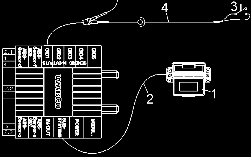 GIO fonksiyonları Bileşenlerin bağlanması Şu şemadan özet: 841 802 198 0 PARÇA POZISYON NUMARASI RESIM AÇIKLAMA 1 446 192 11X 0 SmartBoard 2 449 911 XXX 0 SmartBoard için kablo 3 WABCO'nun Şalter