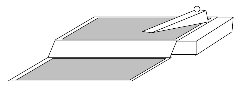 6 DENEY 2 TANECİKLERDE KIRILMA 2.1. DENEYİN AMACI Işığın tanecik modelinde kırılma ilkesinin modelleme yolu ile kavranması. 2.2. ARAÇ VE GEREÇLER 2 adet levha (30x40 cm, 8x40 cm), 1 adet çelik bilye (2,5 cm çaplı), oluklu eğik düzlem, 2 adet beyaz kağıt, 2 adet karbon kağıdı, açıölçer, yapışkan bant, cetvel.