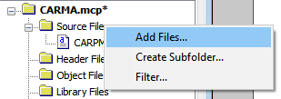 Proje klasörünün oluştuğu solda gelen.mcp uzantılı dosya ile Görülür. «.asm» uzantılı kaynak dosyasını yazmak için File New File Seçilir. Artık programımızı yazıp File Save As menüsünden.