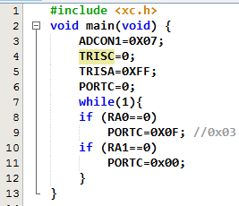 Örnek 5: PORTA nın 0.bitine (RA0) bağlı butona basınca PORTC ilk iki bitini yakan, 1. bitine (RA1) bağlı butona basılınca ise bu iki ledi söndüren programı yazınız. LIST P=16F877A INCLUDE <P16F877A.