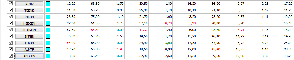 Bankaların Performanslarının Çok Kriterli Karar Verme Yöntemiyle Değerlendirilmesi Çizelge 6 da yer alan değerler ve bu finansal rasyolara atanmış ağırlıkların programa girilmiş hali Şekil 1 ve Şekil