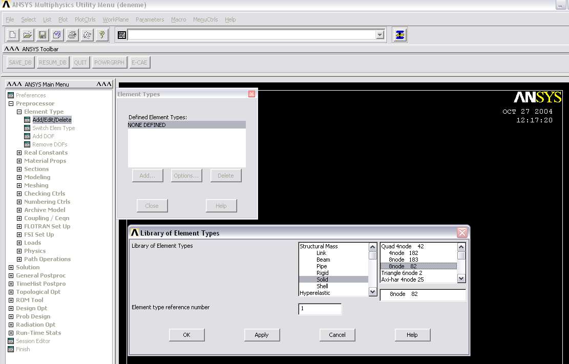 SONLU ELEMANLAR VE ANSYS UYGULAMALARI M. OKUR 32 Daha sonra RUN butonuna basılarak ANSYS programı çalıştırılır.