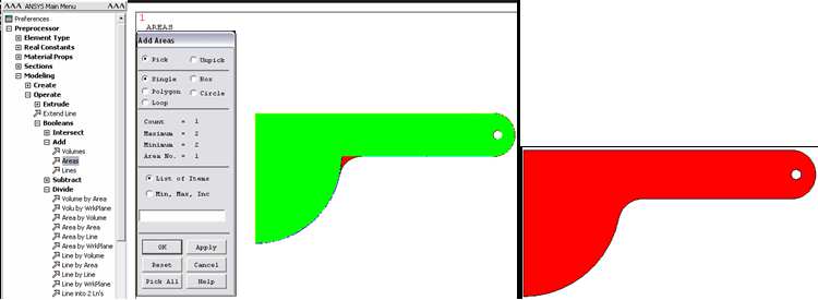 SONLU ELEMANLAR VE ANSYS UYGULAMALARI M. OKUR 41 diyalog kutusuna ulaşılır. Daha sonra mouse yardımı ile radüs ve radüse değen küçük çizgiler seçilerek istenen alan oluşturulur (Şekil 2.45). Şekil 2.