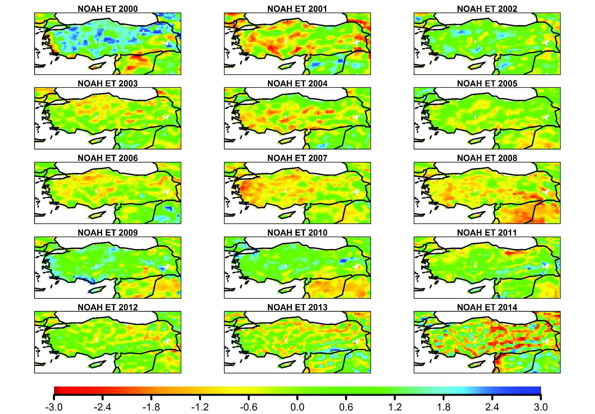 Türkiye deki 2000-2015 yılları arasındaki evapotranspirasyonun NOAH hidrolojik modeli ile