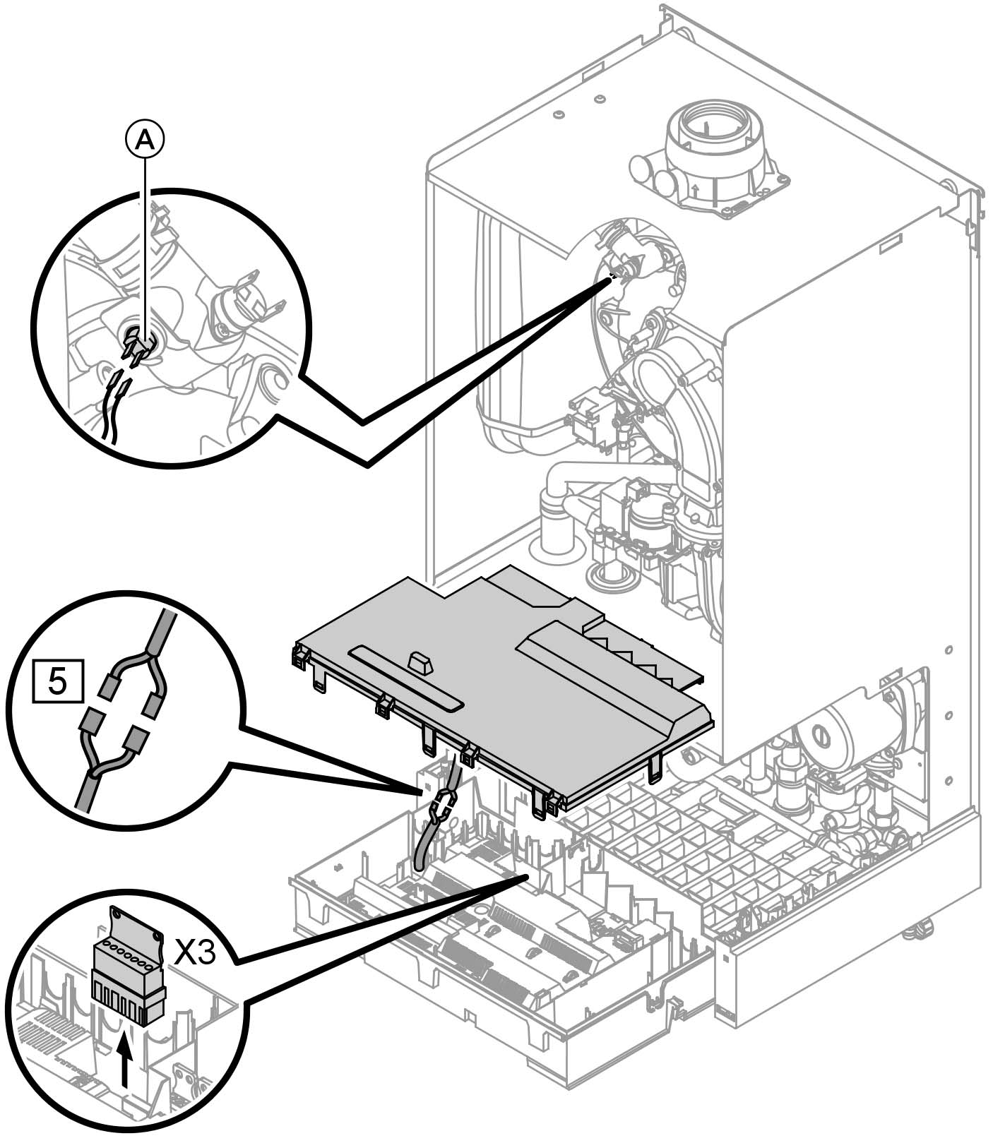 Arıza giderilmesi Onarım (devam) 1. Sistem fişi X3 ü kontrol panelinden çıkartın. 2. Çıkarılan sistem fişindeki X3.1 ile X3.