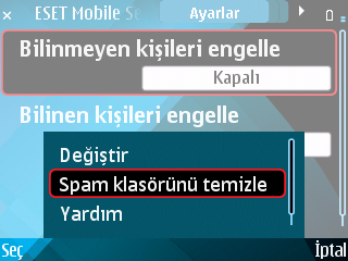 10.4 Spam iletilerini silme Spam iletilerini mobil aygıtınızdan silmek için aşağıdaki adımları izleyin: 1.