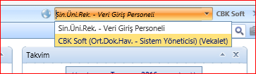 VEKALET VERİLEN KULLANICIYA AİT EKRANLAR Vekalet verilen kullanıcı sisteme giriş yaparken Kimlik alanı aktif hale gelir ve vekalet kimliği otomatik olarak açılır.