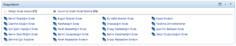 Kısayollarım portalpartı sistem içerisinde eklediğiniz tüm kısayolları görebileceğiniz alandır.