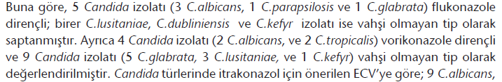 Azol, Candida YBÜleri kan k.