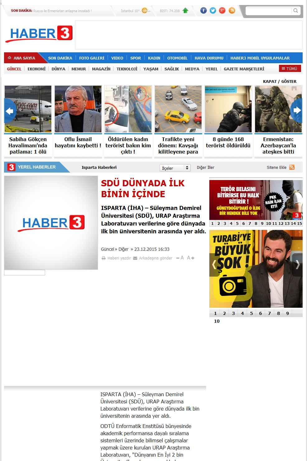 Portal Adres SDÜ DÜNYADA ILK BININ IÇINDE : www.haber3.