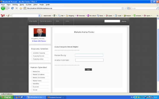Akademik Profil Web Sayfası Şekil 1.