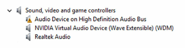 3 Ses denetleyicisini görüntülemek için ses, video ve oyun denetleyicilerini genişletin.