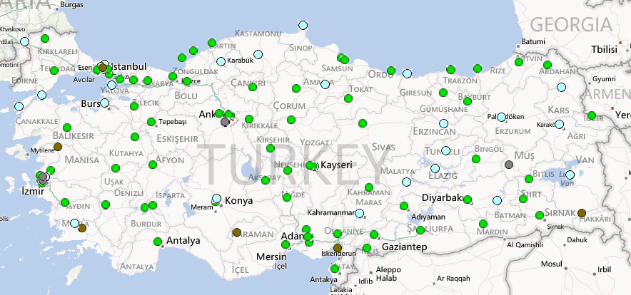 Gökçen, Süleyman Demirel, Yalova, Samandıra sivil ve askeri havalimanları için METAR and SPECI rasatları ile her havalimanına ait gün içindeki maksimum hamle değerleri temin edilmiştir.