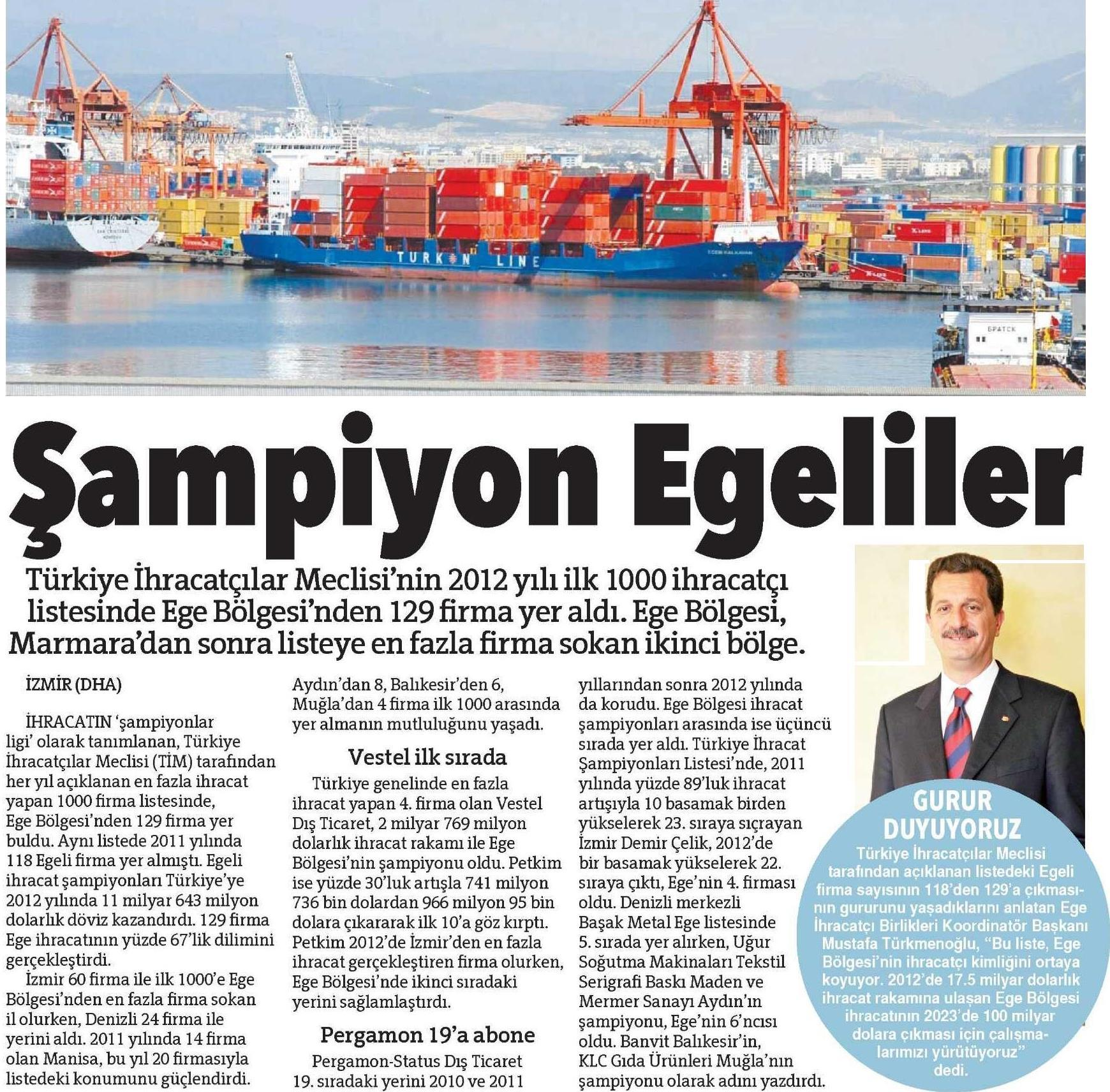 ŞAMPİYON EGELİLER Yayın Adı İzmir Hürriyet (şehir) Yayın Tarihi 11.06.