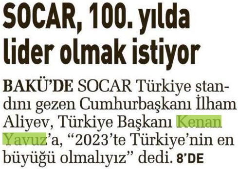 S0CARP 100 YILDA LİDER OLMAK İSTİYOR BAKÜ DE SOCAR TÜRKİYE STANDI- M GEZEN C.