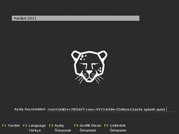 Karşınıza çıkan Sistem Yükleyicisinden Pardus'unuzu