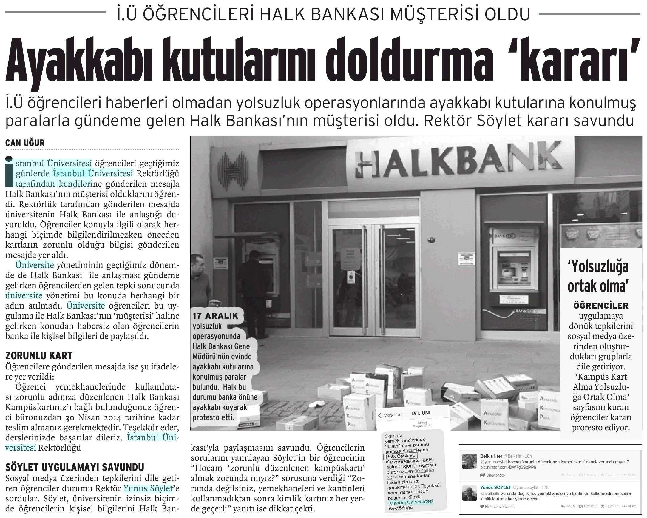 HALK BANKASI KAMPUS'TE PARA KUTULARI YINE DOLACAK Yayın Adı : Birgün