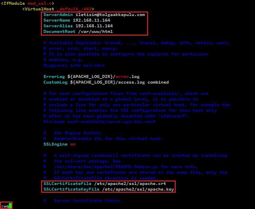 SSL sanal hostunu aktif edebilmek için terminale "sudo a2ensite default-ssl.conf" yazıyoruz. Ve ardından Apache web sunucumuzu "sudo service apache2 restart" ile yeniden başlatıyoruz.