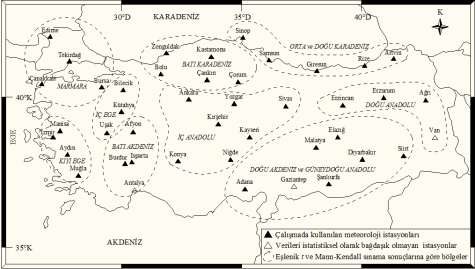 Bununla beraber, Şekil 3a da Orta ve Doğu Karadeniz istasyonlarında, 1980 lerin başlarından itibaren anlamlı dönüm yılları gözlenmektedir.