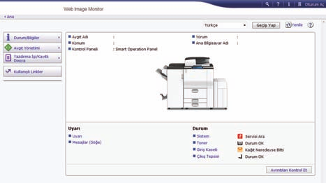 8. Web Image Monitor Bu bölümde sık kullanılan Web Image Monitor işlevleri ve işlemleri açıklanmaktadır.