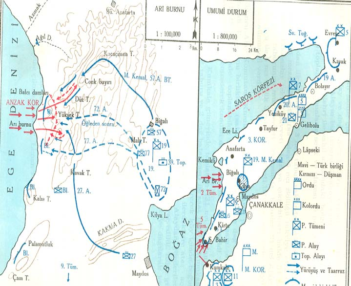 ettikten sonra Türklerin bağlantı yollarını kesmek için Eceabat a doğru ilerlemekti.