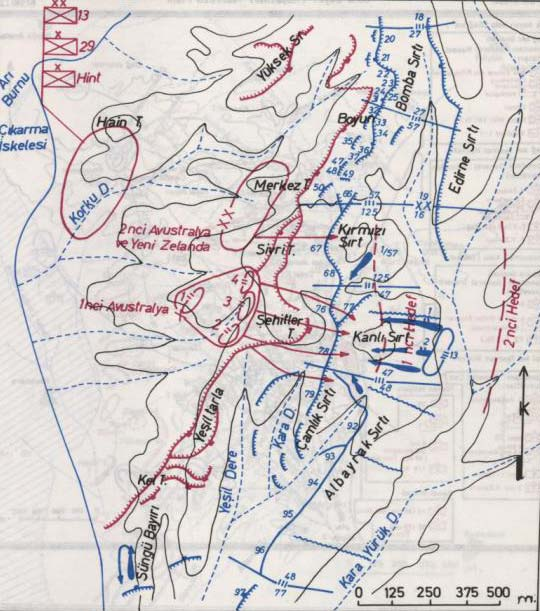 Anzakların Kanlısırt Taarruzu ve Türk Karşı Taarruzları (6 Ağustos 1915) Topçu ateşi 17.30 da durmuş, 1 inci Avustralya Tümeni saldırıya geçmiştir.