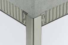 DUVAR KÖŞELERI VE BITIŞLERI Schlüter -ECK-E Schlüter -ECK-E seramik kaplama duvar dış köşeleri için paslanmaz çelikten üretilen ve köşeleri çok iyi koruyan profildir.