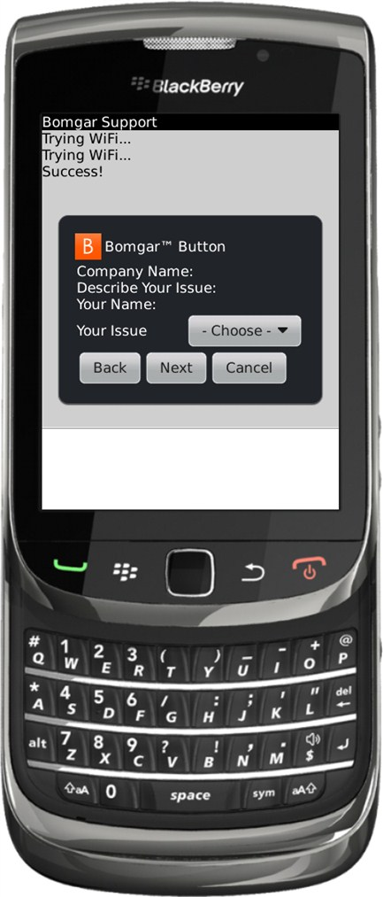 BlackBerry Bomgar Button Bomgar Button'ları, bir destek teknisyeni tarafından, bir oturum içerisinden bir BlackBerry aygıtına konuşlandırılabilir.