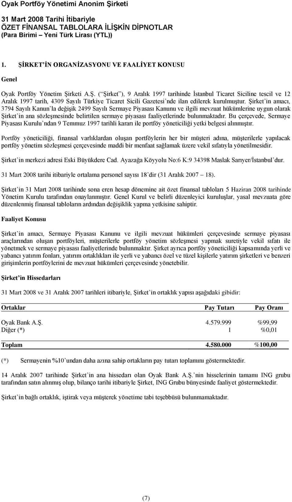 bulunmaktadır. Bu çerçevede, Sermaye Piyasası Kurulu ndan 9 Temmuz 1997 tarihli kararı ile portföy yöneticiliği yetki belgesi alınmıştır.