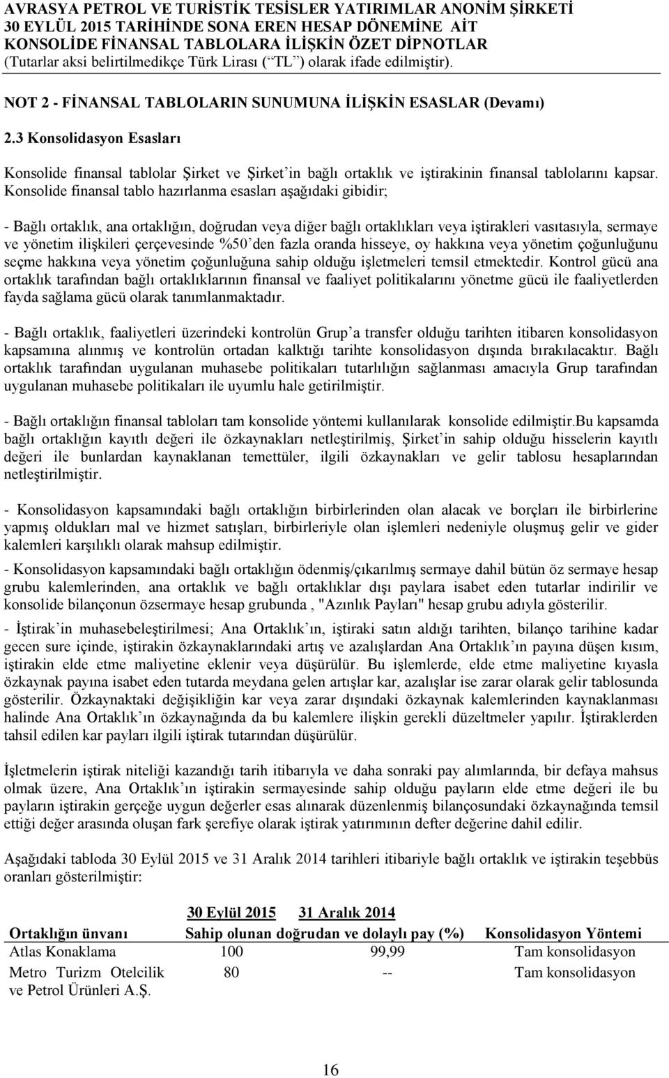 çerçevesinde %50 den fazla oranda hisseye, oy hakkına veya yönetim çoğunluğunu seçme hakkına veya yönetim çoğunluğuna sahip olduğu işletmeleri temsil etmektedir.