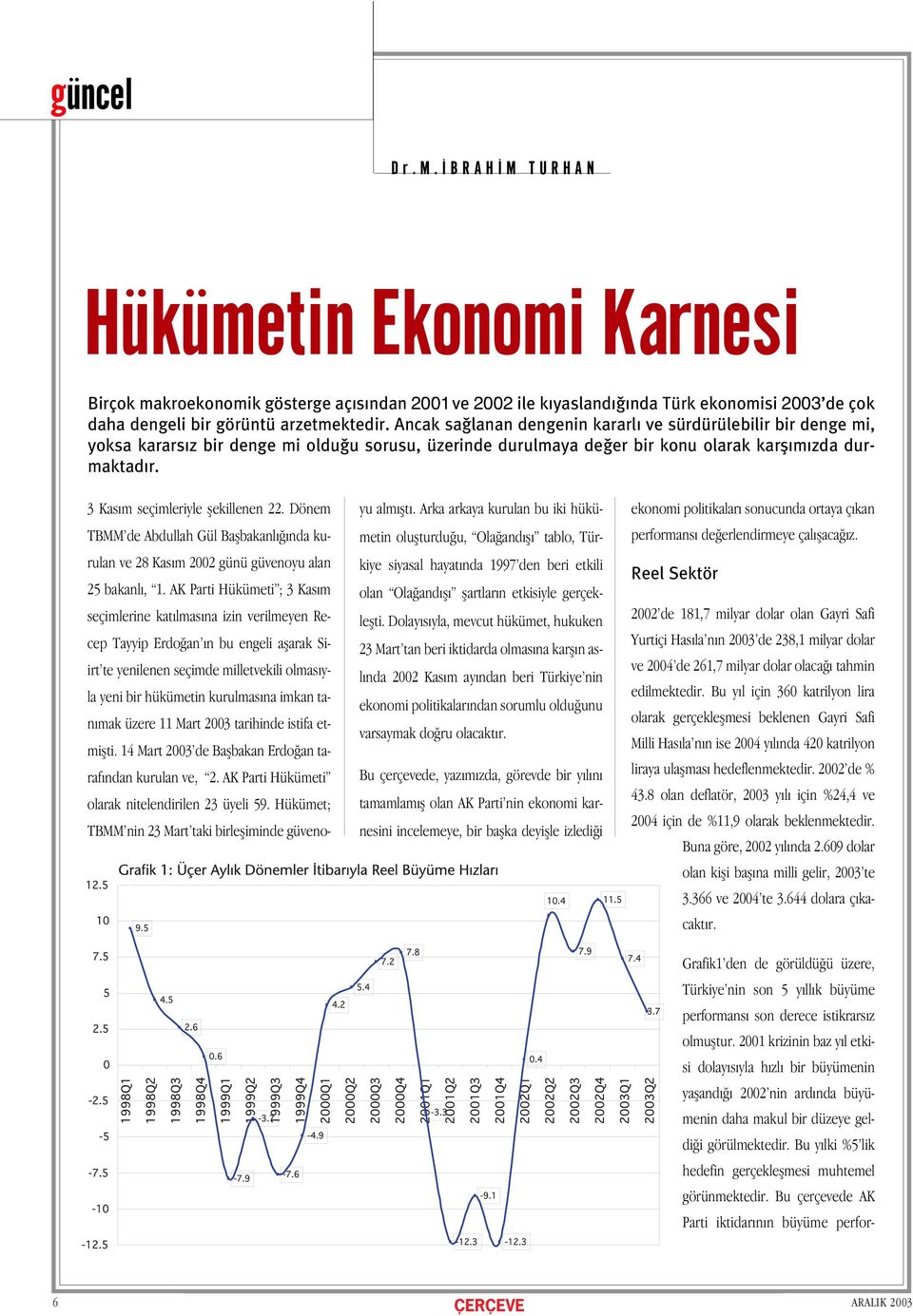 3 Kasım seçimleriyle flekillenen 22. Dönem TBMM de Abdullah Gül Baflbakanlı ında kurulan ve 28 Kasım 2002 günü güvenoyu alan 25 bakanlı, 1.