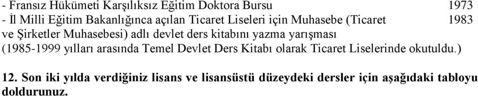 yazma yarışması (1985-1999 yılları arasında Temel Devlet Ders Kitabı olarak Ticaret Liselerinde