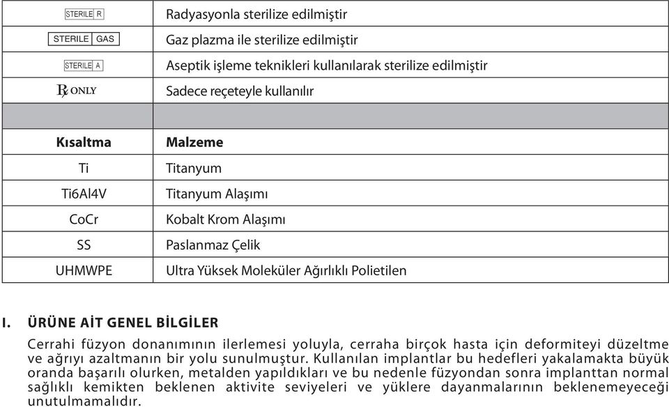 ÜRÜNE AİT GENEL BİLGİLER Cerrahi füzyon donanımının ilerlemesi yoluyla, cerraha birçok hasta için deformiteyi düzeltme ve ağrıyı azaltmanın bir yolu sunulmuştur.