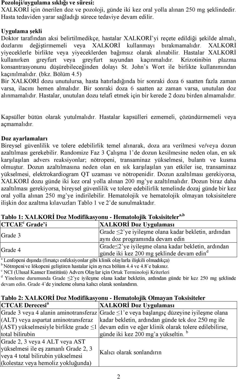 XALKORİ yiyeceklerle birlikte veya yiyeceklerden bağımsız olarak alınabilir. Hastalar XALKORİ kullanırken greyfurt veya greyfurt suyundan kaçınmalıdır.