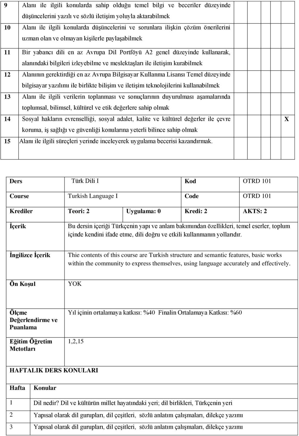 ile iletişim kurabilmek 12 Alanının gerektirdiği en az Avrupa Bilgisayar Kullanma Lisansı Temel düzeyinde bilgisayar yazılımı ile birlikte bilişim ve iletişim teknolojilerini kullanabilmek 13 Alanı