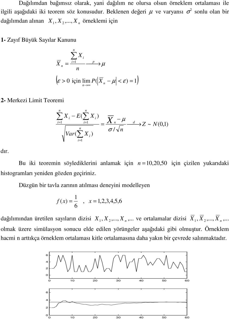 Bu k teorem söyledkler alamak ç = ç çzle yukarıdak hstogramları yede gözde geçrz.