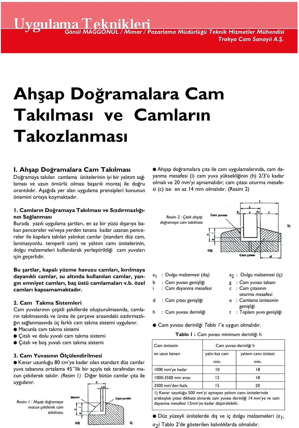 Afla da yer alan uygulama prensipleri konunun önemini ortaya koymaktad r. 1.