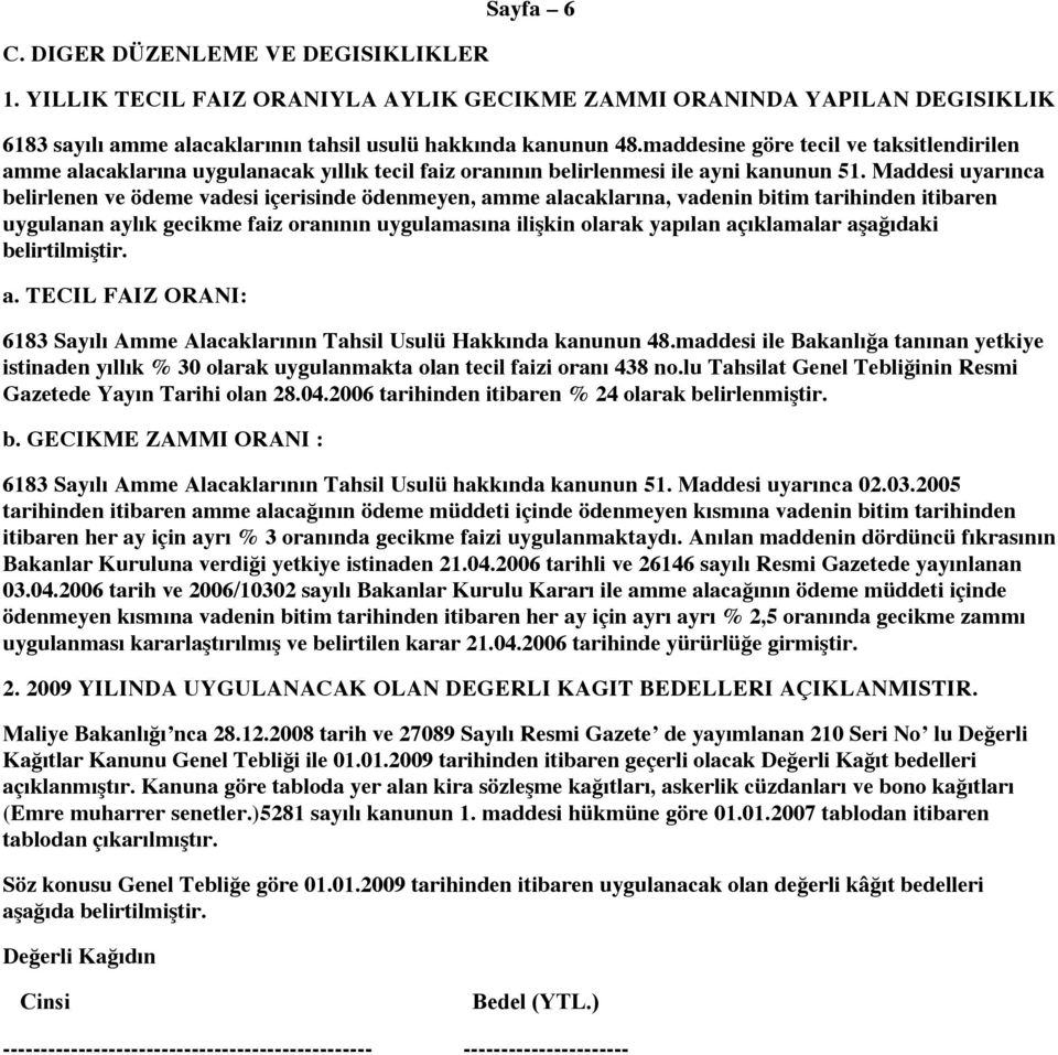 Maddesi uyarınca belirlenen ve ödeme vadesi içerisinde ödenmeyen, amme alacaklarına, vadenin bitim tarihinden itibaren uygulanan aylık gecikme faiz oranının uygulamasına ilişkin olarak yapılan