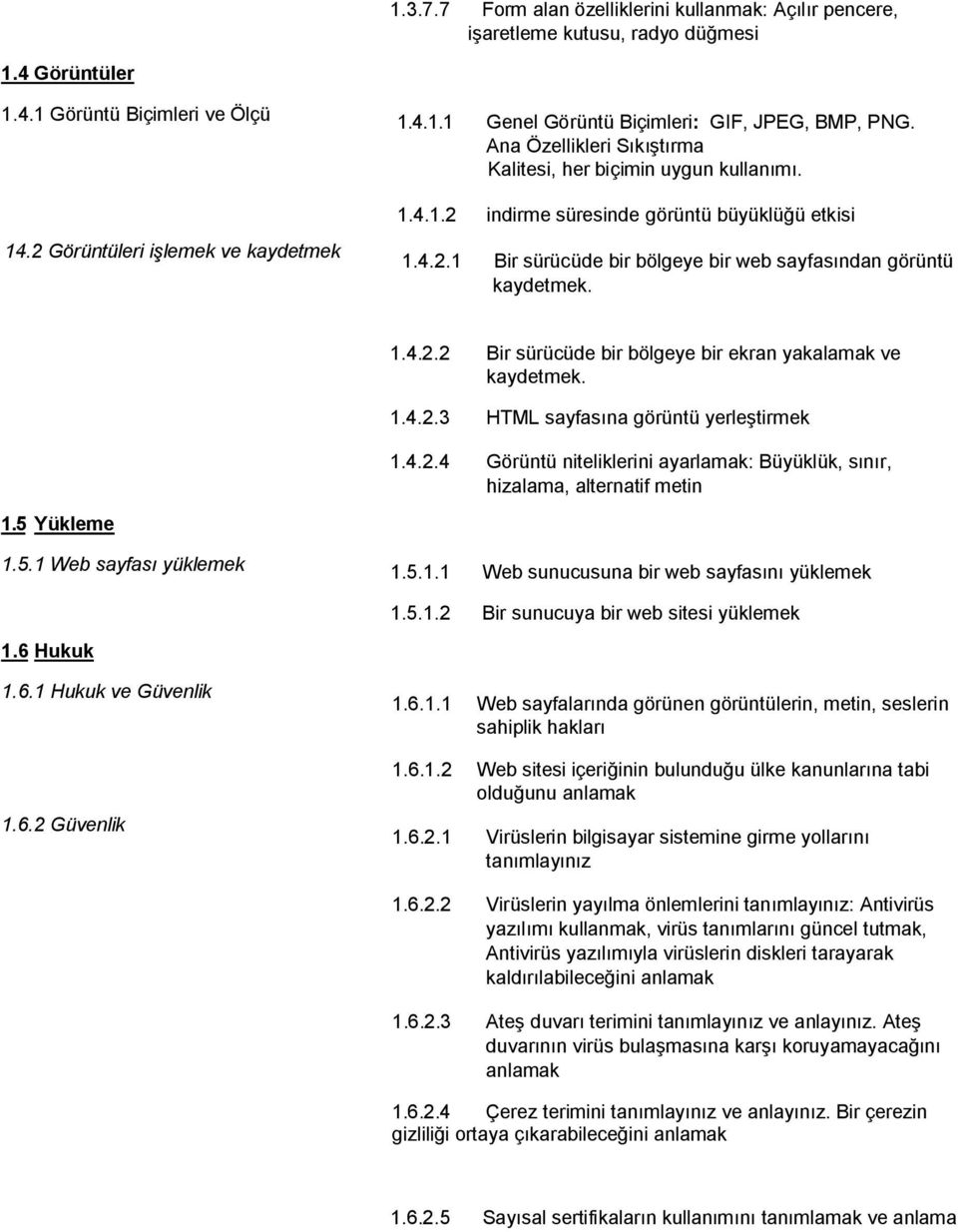 1.4.2.3 HTML sayfasına görüntü yerleştirmek 1.4.2.4 Görüntü niteliklerini ayarlamak: Büyüklük, sınır, hizalama, alternatif metin 1.5 Yükleme 1.5.1 Web sayfası yüklemek 1.5.1.1 Web sunucusuna bir web sayfasını yüklemek 1.