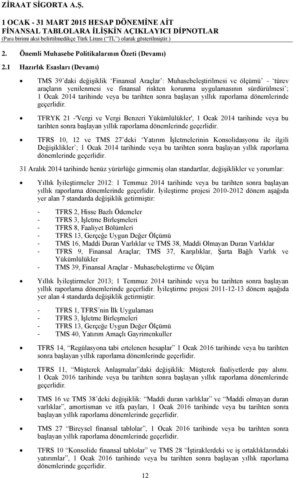 tarihinde veya bu tarihten sonra başlayan yıllık raporlama dönemlerinde geçerlidir.