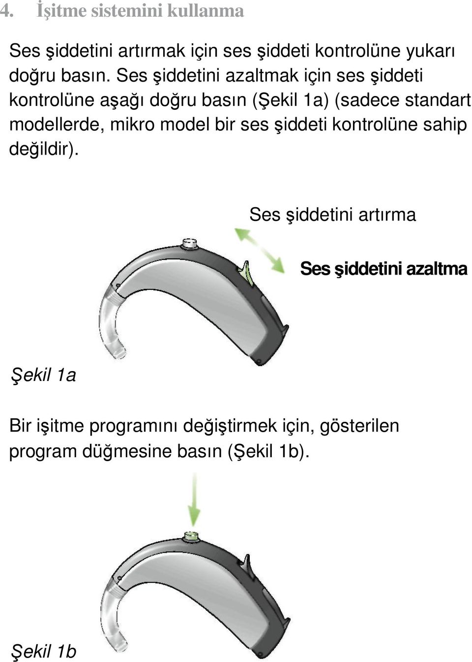 modellerde, mikro model bir ses şiddeti kontrolüne sahip değildir).