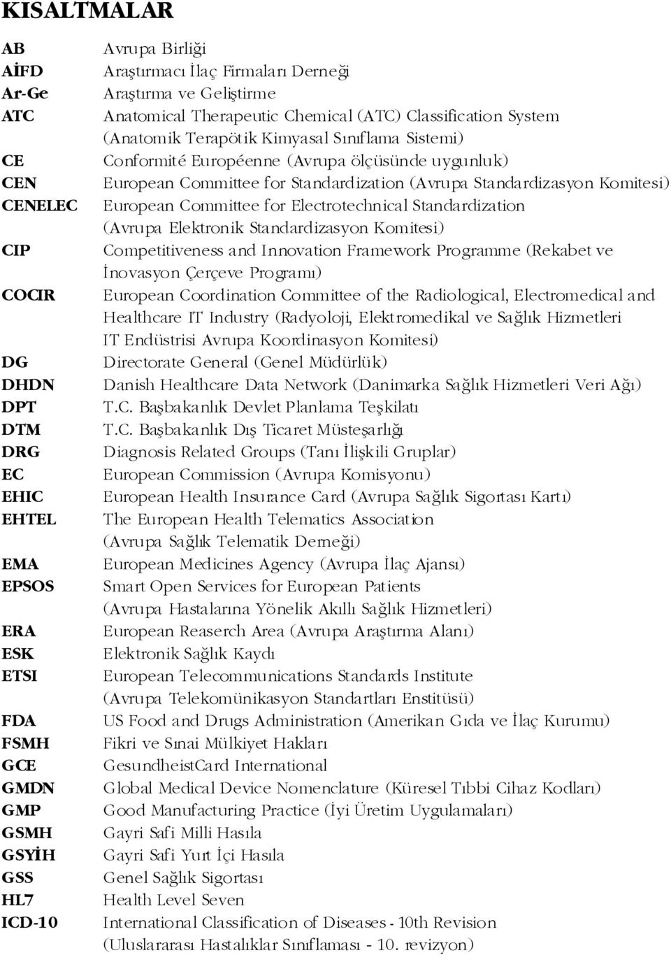 European Committee for Standardization (Avrupa Standardizasyon Komitesi) European Committee for Electrotechnical Standardization (Avrupa Elektronik Standardizasyon Komitesi) Competitiveness and