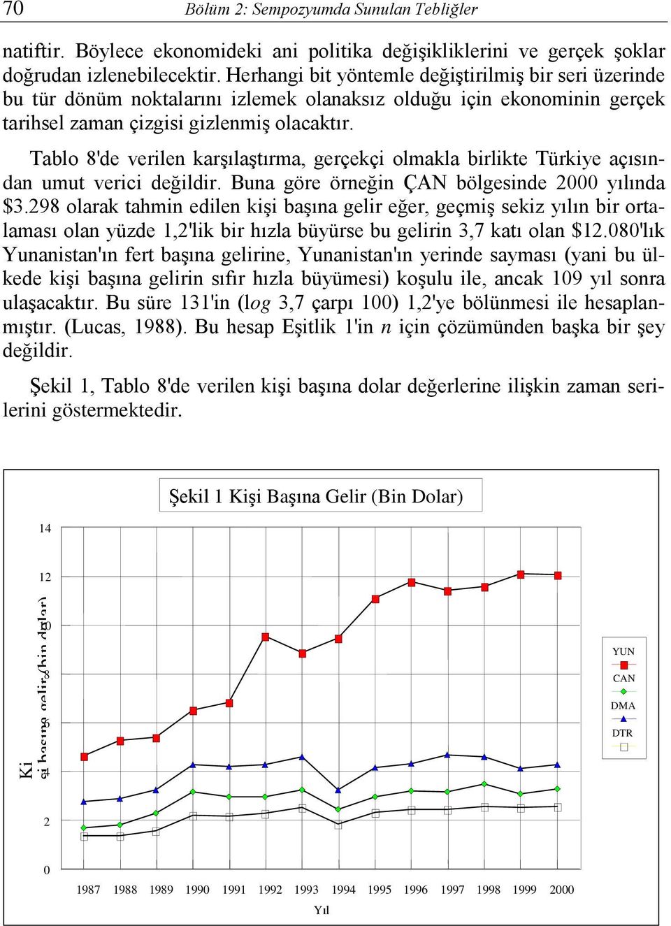 Tablo 8'de verilen karşılaştırma, gerçekçi olmakla birlikte Türkiye açısından umut verici değildir. Buna göre örneğin ÇAN bölgesinde 2000 yılında $3.