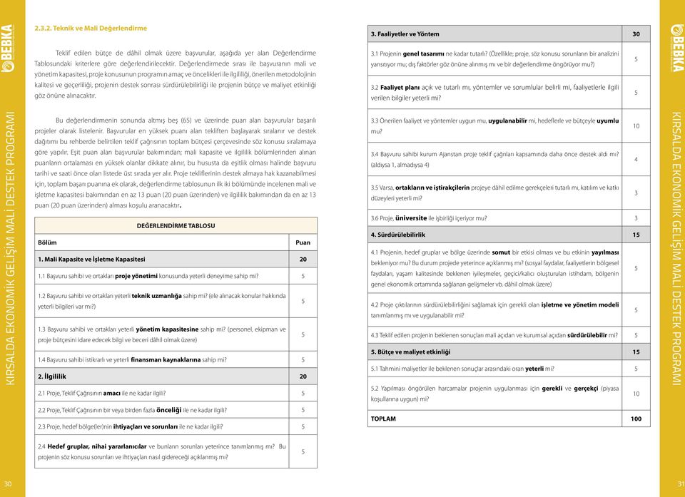 sürdürülebilirliği ile projenin bütçe ve maliyet etkinliği göz önüne alınacaktır. 3.1 Projenin genel tasarımı ne kadar tutarlı?