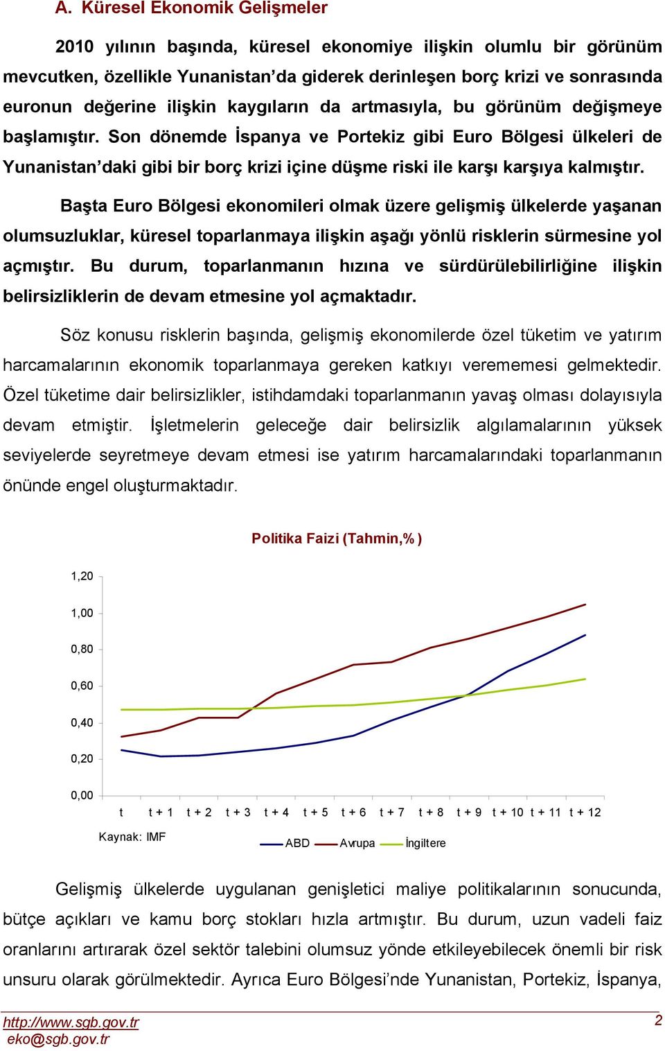 Son dönemde İspanya ve Portekiz gibi Euro Bölgesi ülkeleri de Yunanistan daki gibi bir borç krizi içine düşme riski ile karşı karşıya kalmıştır.