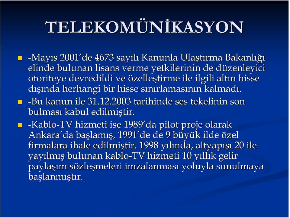 2003 tarihinde ses tekelinin son bulması kabul edilmiştir.