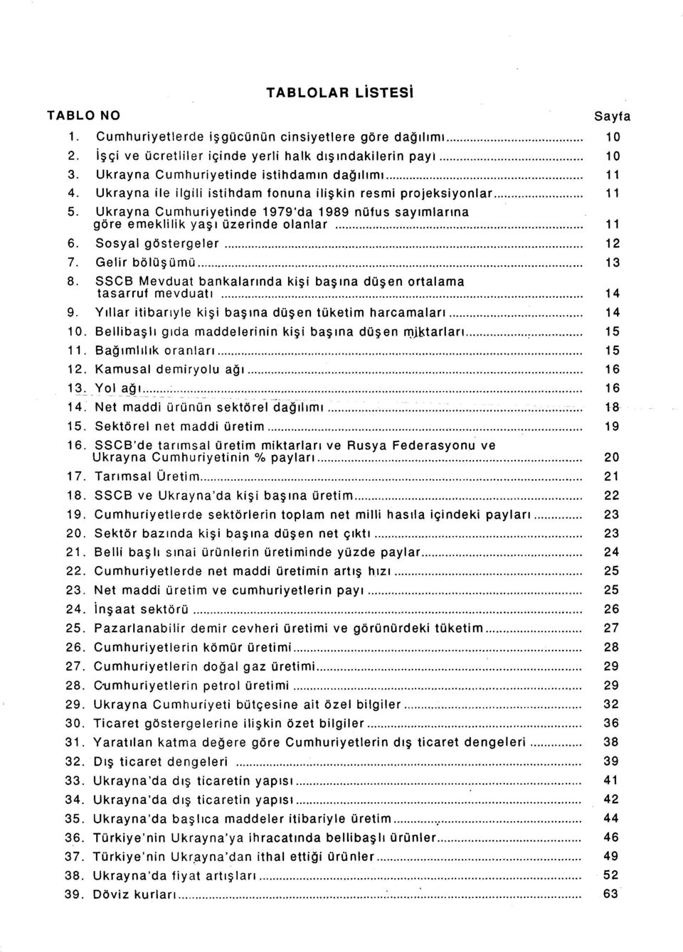 Sosyal göstergeler... 12 7. Gelir bölüşümü... 13 Sayfa 8. SSCB Mevduat bankalarında kişi başına düşen ortalama tasarruf mevduatı... 14 9. Yıllar itibarıyle kişi başına düşen tüketim harcamaları.