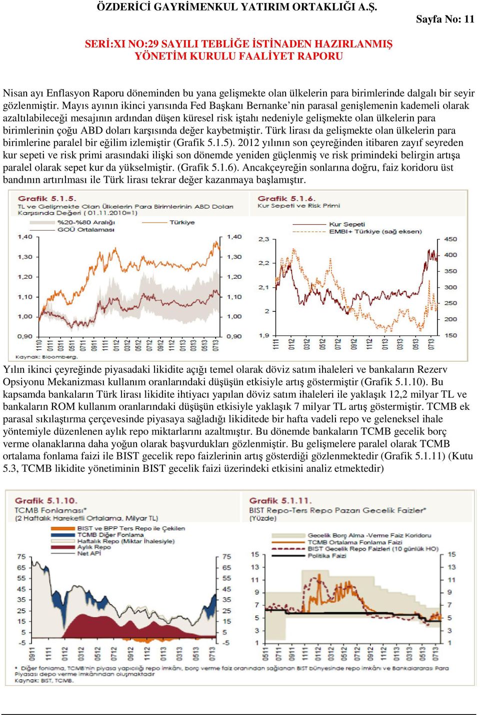 birimlerinin çoğu ABD doları karşısında değer kaybetmiştir. Türk lirası da gelişmekte olan ülkelerin para birimlerine paralel bir eğilim izlemiştir (Grafik 5.1.5).